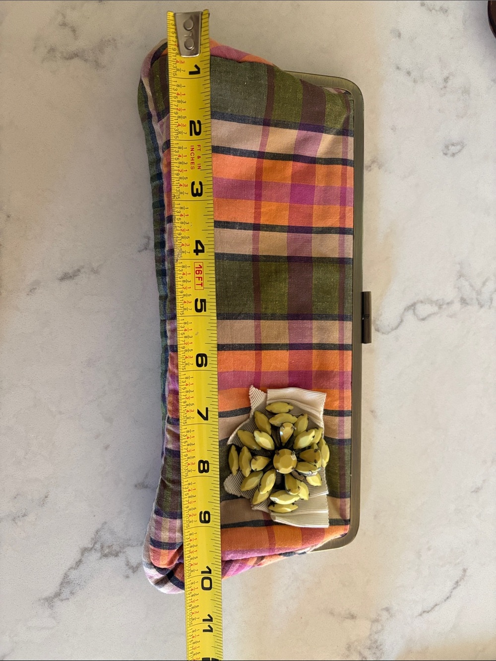 J Crew Plaid Clutch with Floral Accent - Multicolor - Picture 4 of 5